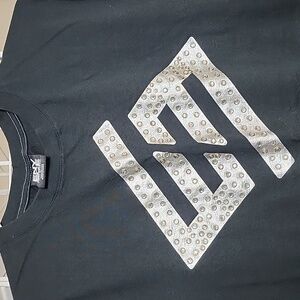 Enyce Black Tee with Silver Sequin Graphic Men's Size Large
